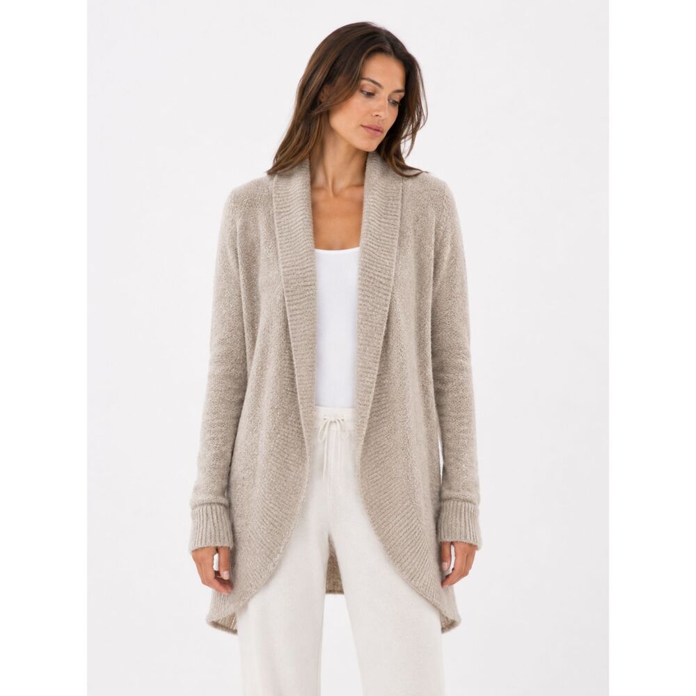 Barefoot Dreams CozyChic Lite Circle Cardigan Dove Gray Open Front Sweater S